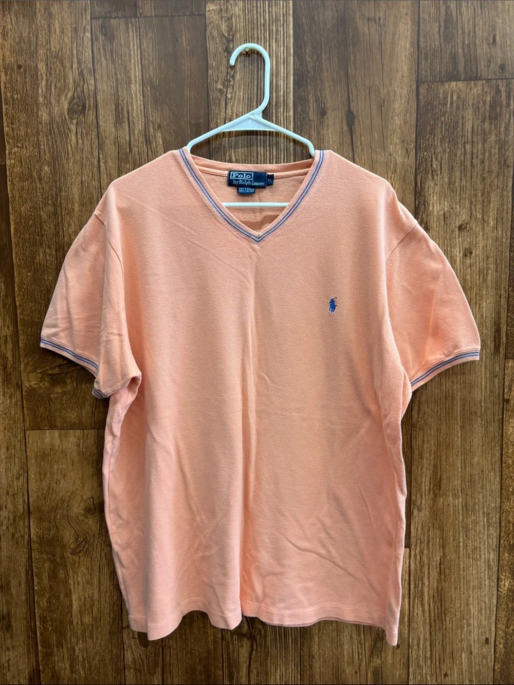 Polo by Ralph Lauren Peach V-Neck Short Sleeve Polo Shirt